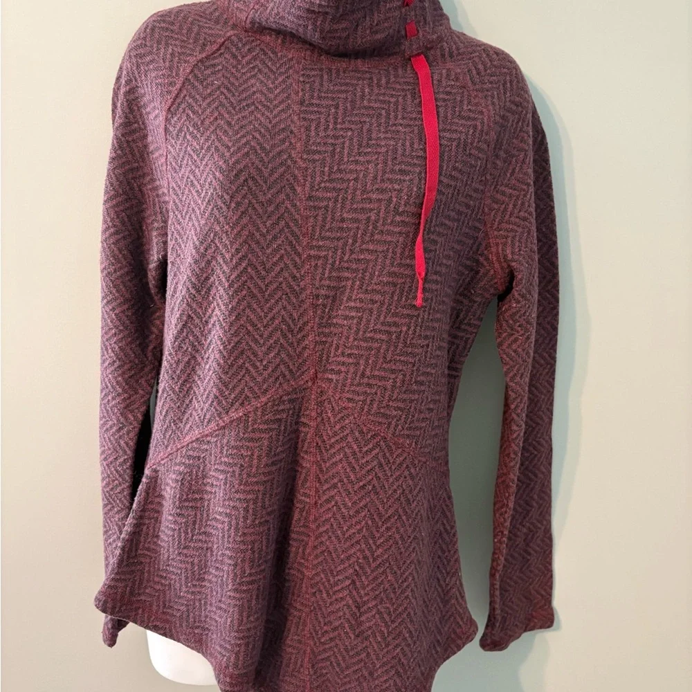 Prana Women's Cowl Neck Sweater - Burgundy and Pink